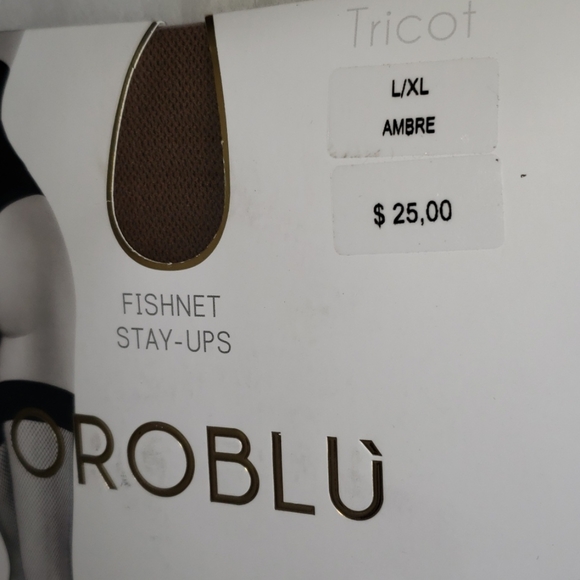OROBLU Italy Fishnet Stay-Ups Stockings NEW Ambre - Picture 14 of 15